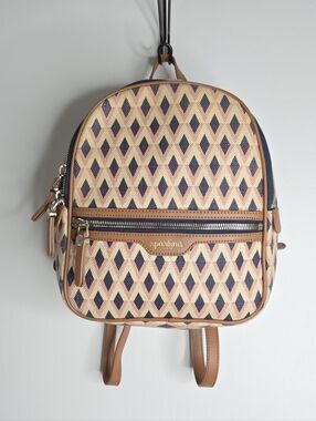 Spartina 449 Daufuskie Island Geometric Diamond Mini Backpack Linen Leather